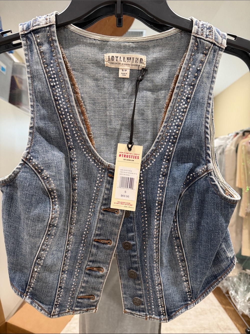 Idyllwind Blue Denim Studded Vest